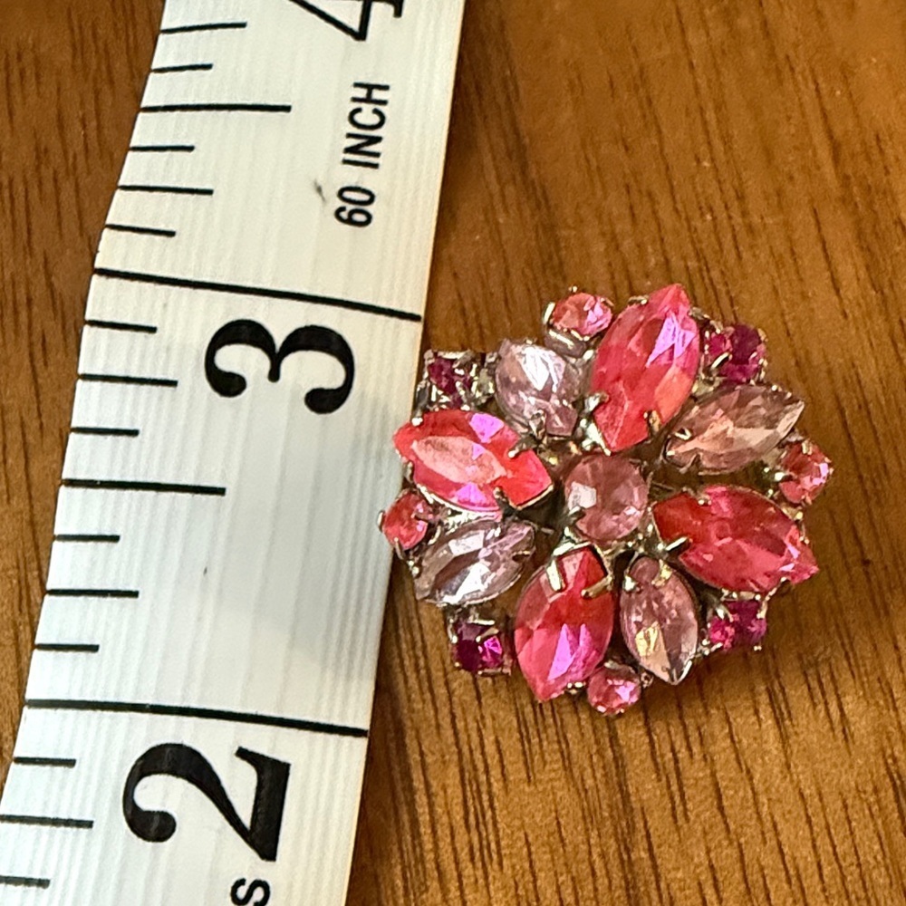 Pink and Purple Rhinestone Brooch - Picture 3 of 4